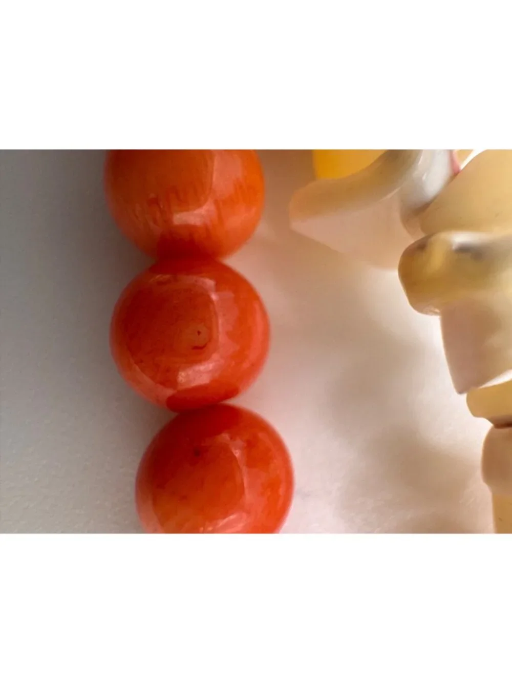 Vintage Coral Bead Multi Strand Necklace 925 Sterling MOP Shell Pendant Chunky - Picture 9 of 14